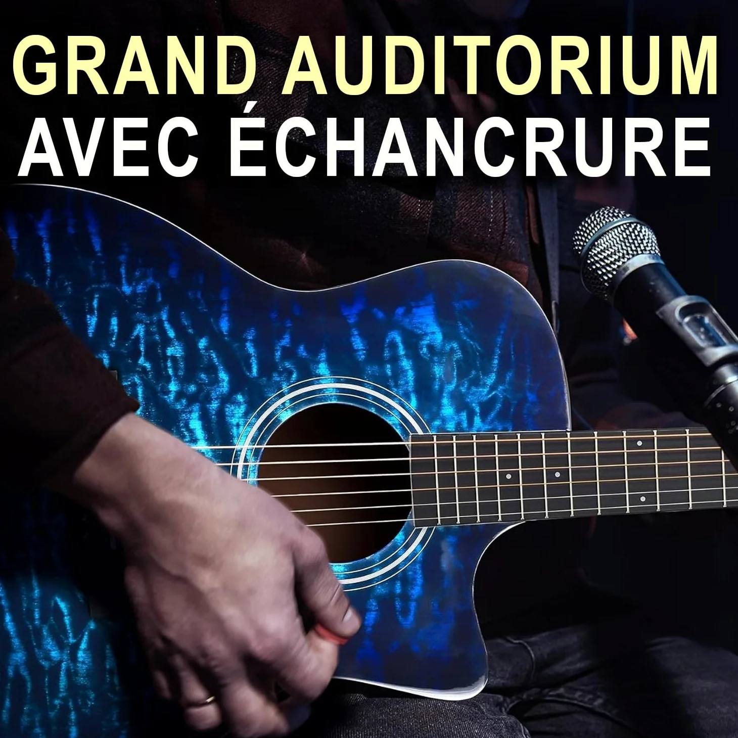 Pyle Blue Ocean Ripple est une guitare acoustique à cordes en acier, dotée d'une table en épicéa massif et d'une finition brillante.Elle est de taille complète et comprend un kit d'accessoires complet