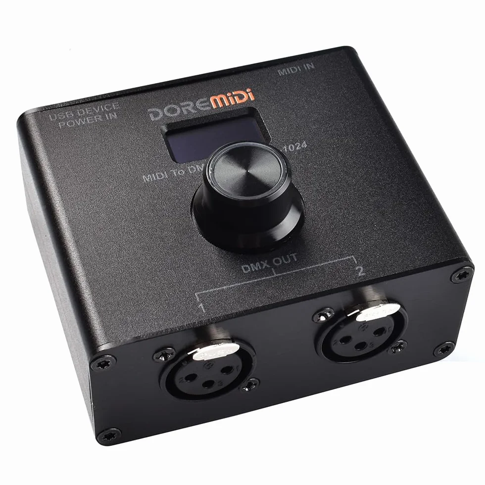 Le contrôleur MIDI vers DMX (MTD-1024) peut convertir des messages MIDI en messages DMX