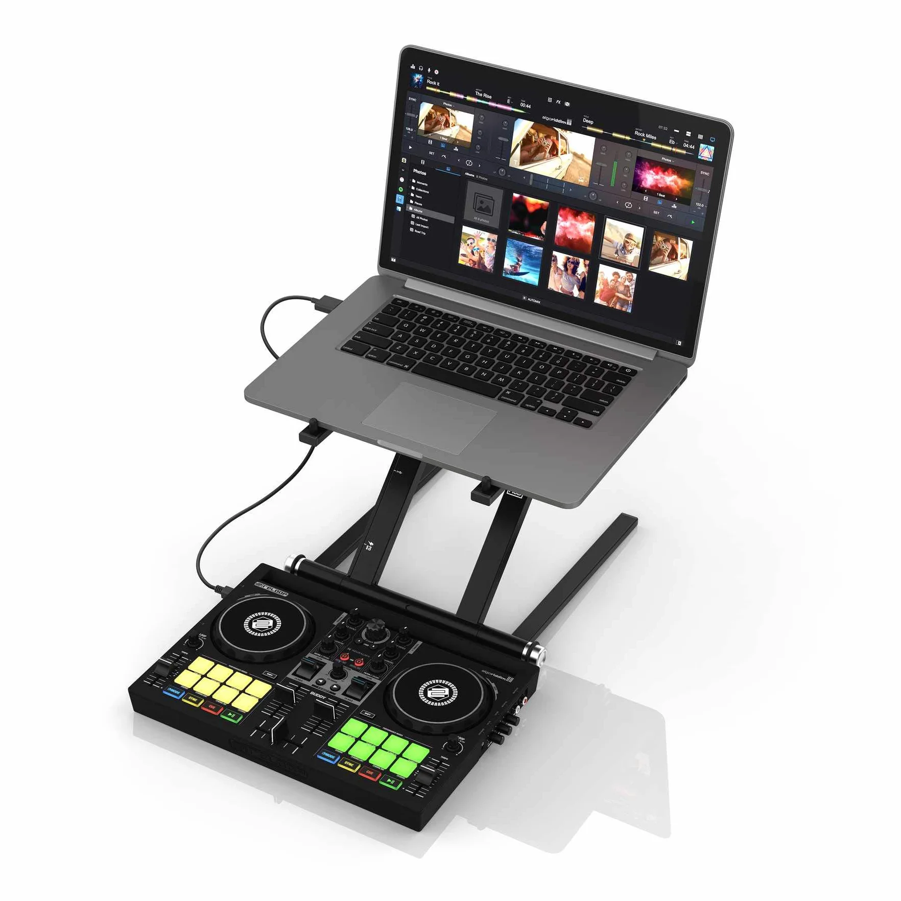 Reloop Buddy Contrôleur DJ compact à 2 canaux pour Algoriddim DJay sur iOS, iPadOS, Android, Mac et PC avec pads de performance RVB, palettes FX et commandes Neural Mix
