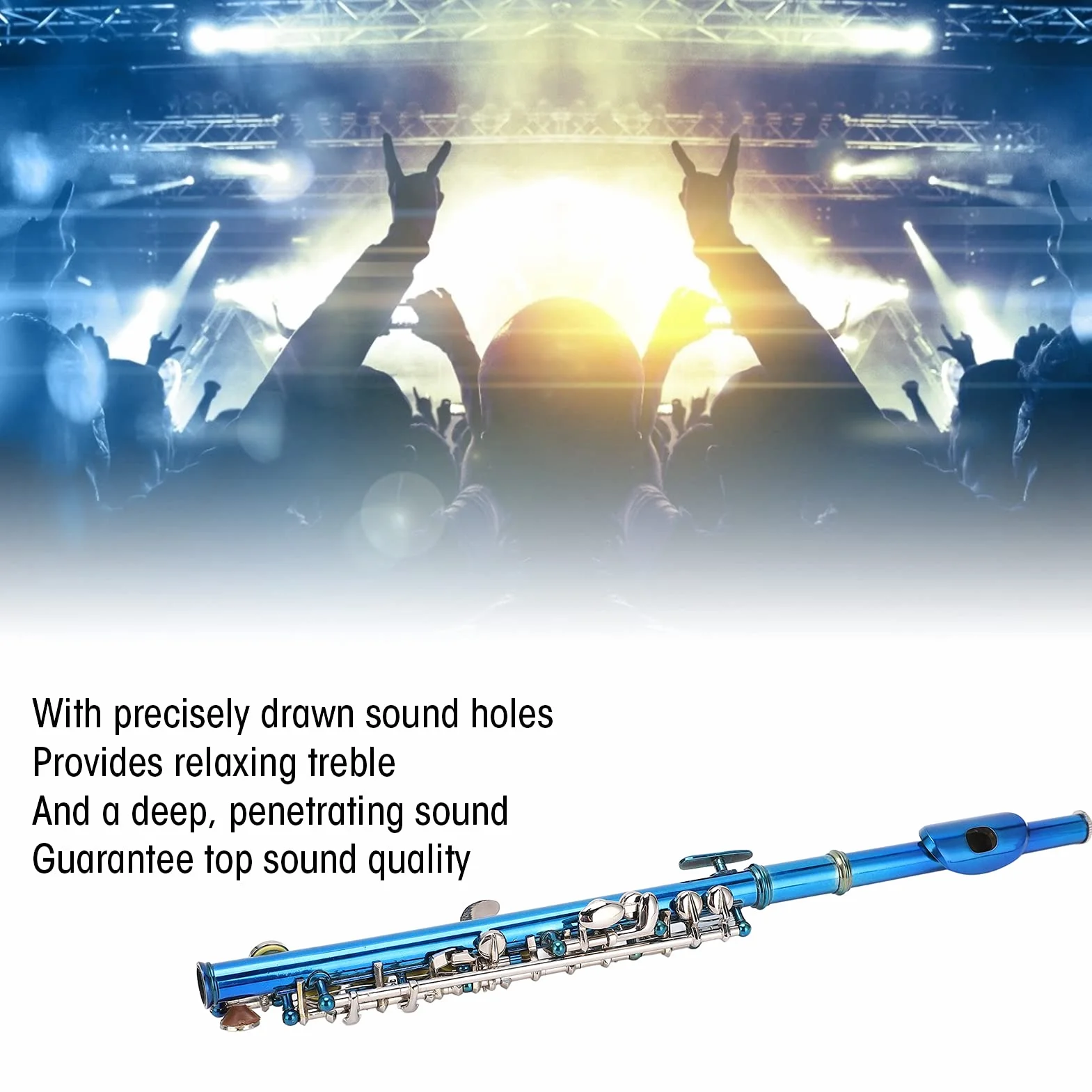 Instrument Piccolo pour les étudiants des Débutants, Flûte de Piccolo de Tasse avec 6 Trous E Key, Son Premium avec Kit de Nettoyage, Boîtier de Transport (bleu)