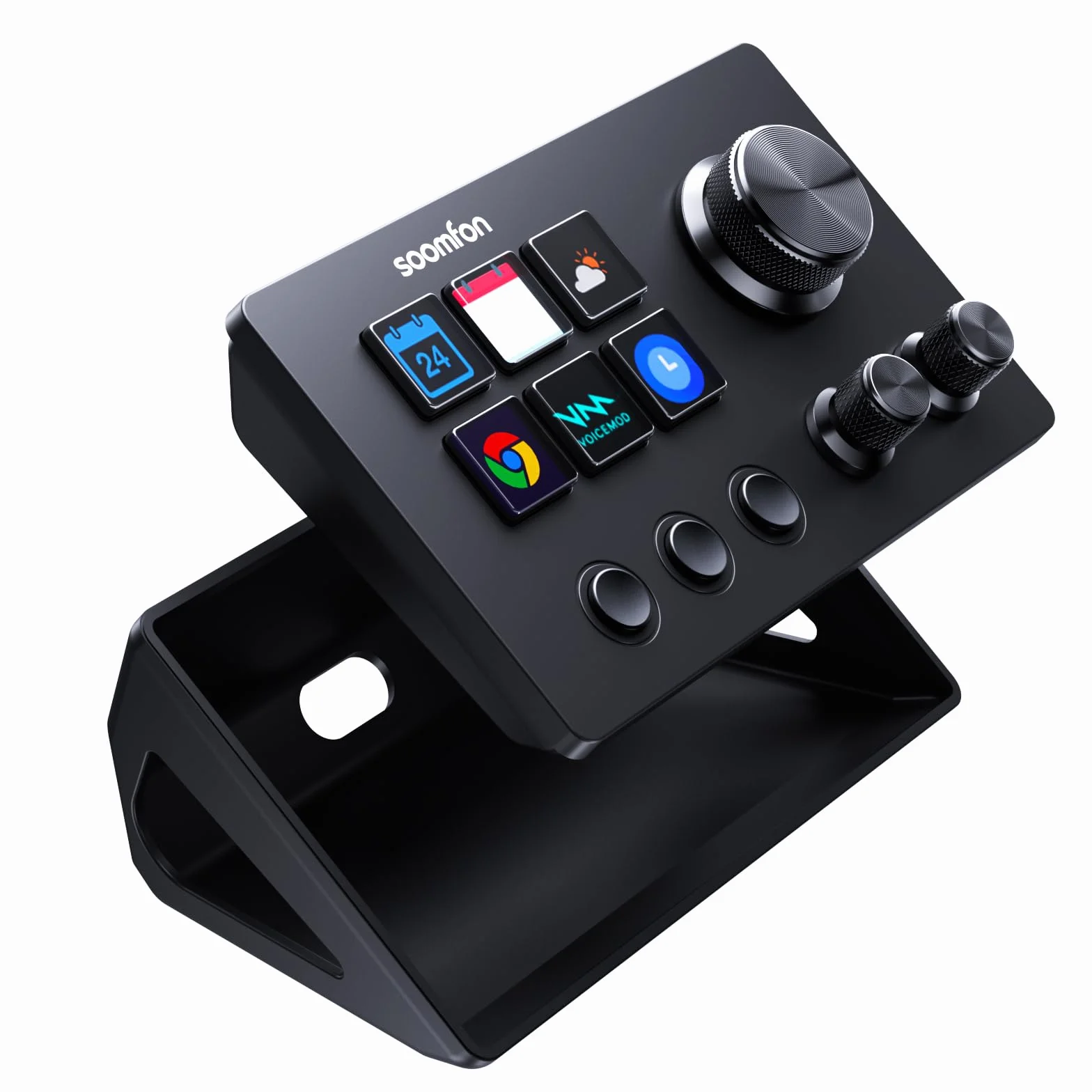 SOOMFON Stream Controller SE, Stream Studio Deck 6 LCD Touches Macro 3 Boutons 3 Potentiomètres, Production Console Deck Compatible PC/Mac, Production Contrôleur pour OBS/Streamlabs/Twitch/Youtube