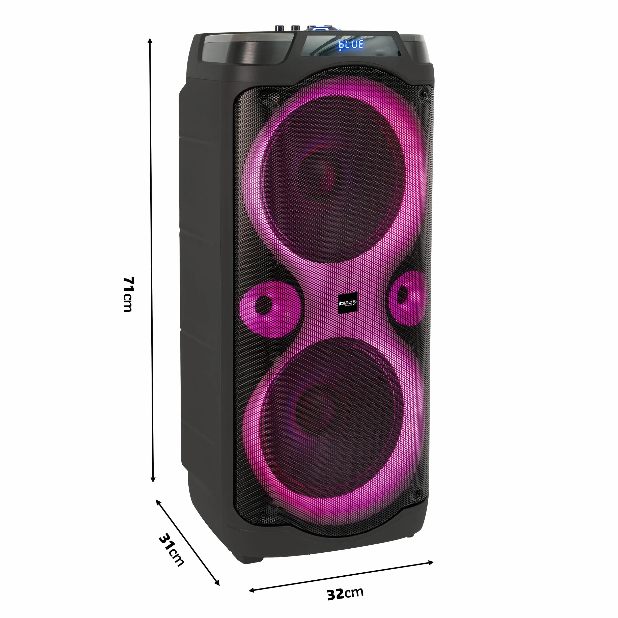 Ibiza - Columba-Karaoke - Enceinte Bluetooth Karaoke avec 2 Micros sans Fil - Changeur de Voix, lumières LED, Talkover et Fonction Rec - Soirées Karaoké