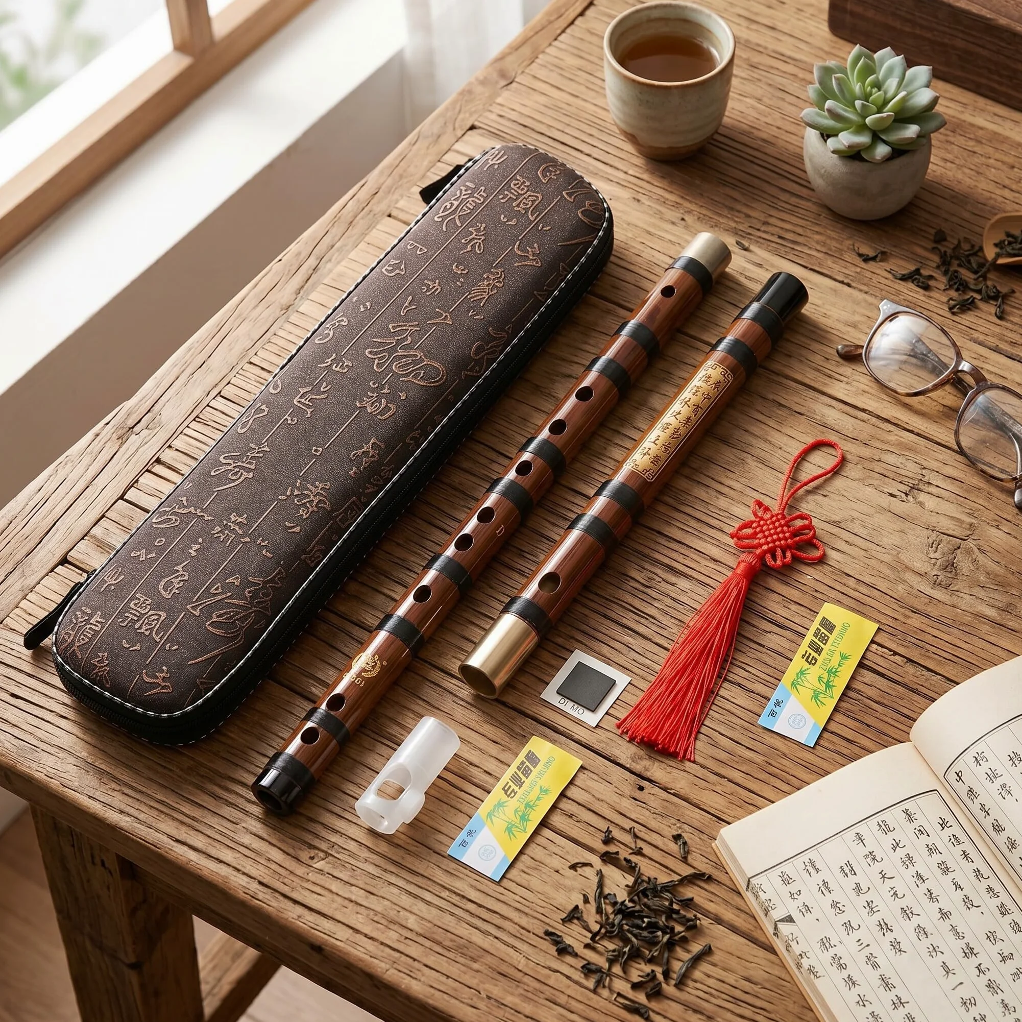 Flûte en Bambou Eujgoov, D-Key Flûte en Bambou Amère Dizi Instrument Chinois Traditionnel avec étui de Transport pour Débutants