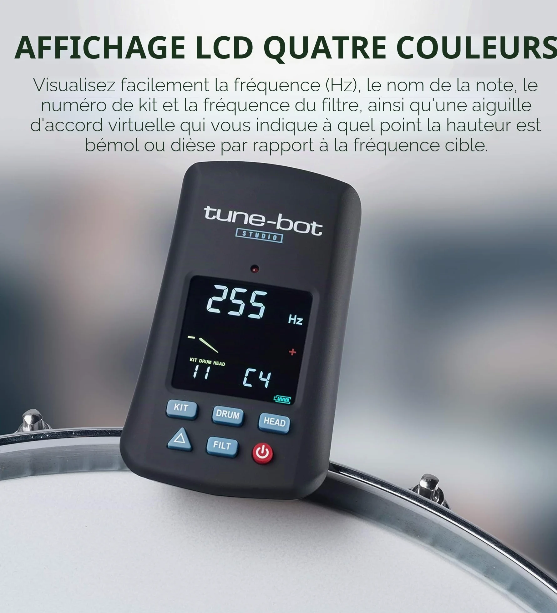 Overtone Labs - TUNE-BOT STUDIO - Accordeur électronique pour batterie - couleur noire