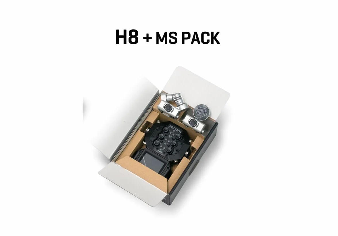 Zoom - H8+MS PACK enregistreur 8 entrées avec capsule XY et capsule Mid-side, enregistrement jusqu'à 12 pistes en 24/96, écran tactile et 3 modes d'enregistrement: MUSIQUE-TERRAIN-PODCAST