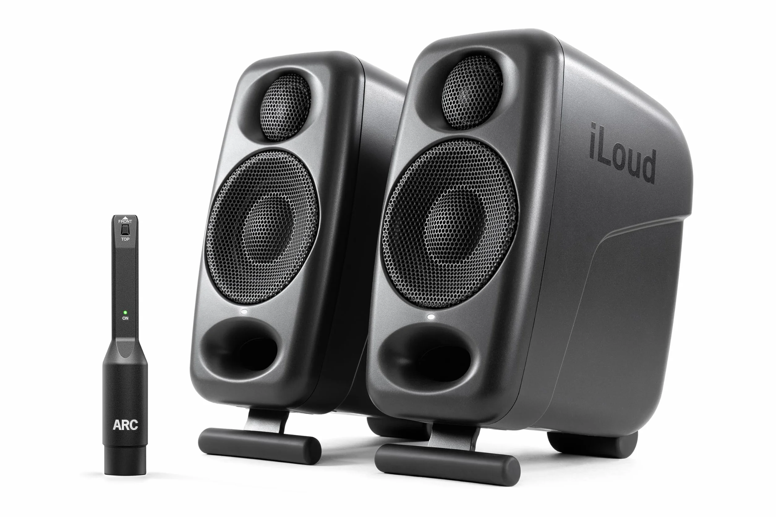 IK Multimedia iLoud Micro Monitor Pro - Paire - Moniteurs de studio de référence compacts à 2 voies, bi-amplifiés, hautement portables et à commande numérique. Micro d'étalonnage ARC inclus. Noir.