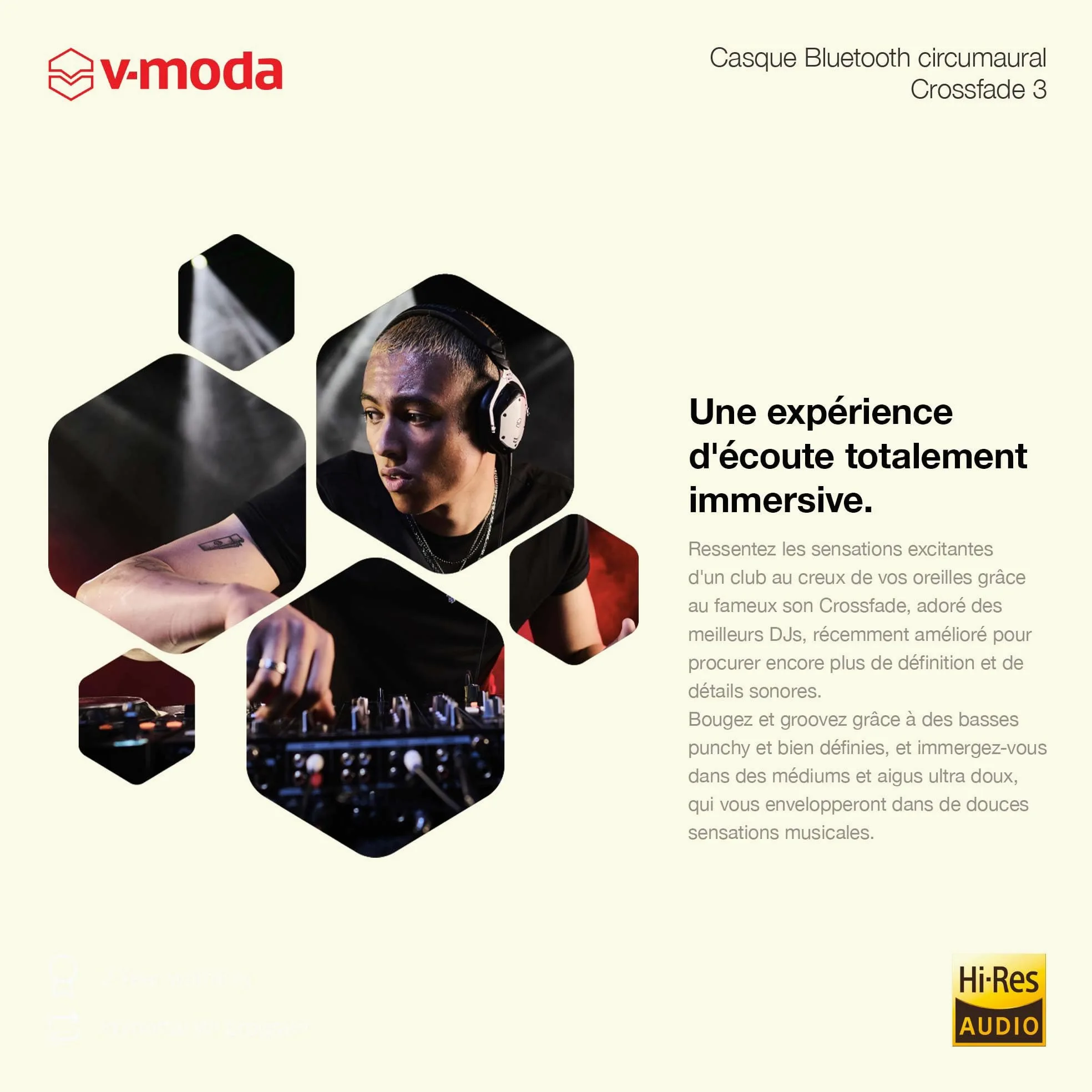 Crossfade 3 V-MODA | Le Casque Filaire circumaural favori des Meilleurs DJs | Un Son Punchy idéal pour l'ambiance survoltée des Clubs – Bronze Noir