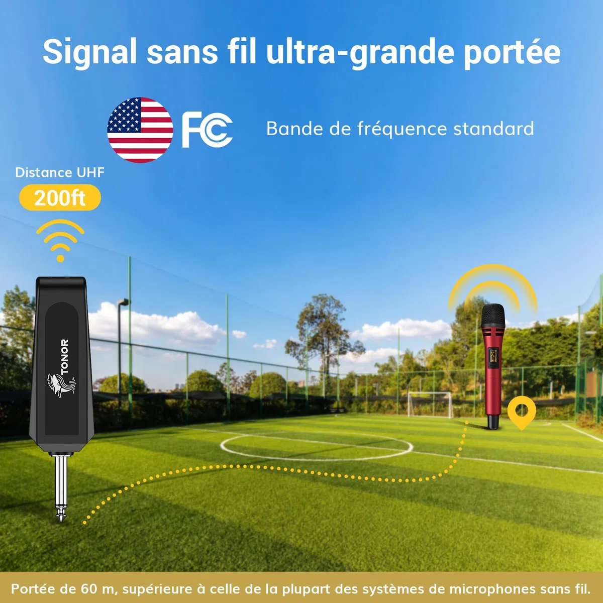 TONOR Micro Karaoke sans Fil, UHF Microphone Dynamique Chant Portable à Main avec Récepteur Rechargeable pour Karaoké Discours Mariage DJ Spectacles église Classe Conférences, 60M, Gris&Rouge, TW320