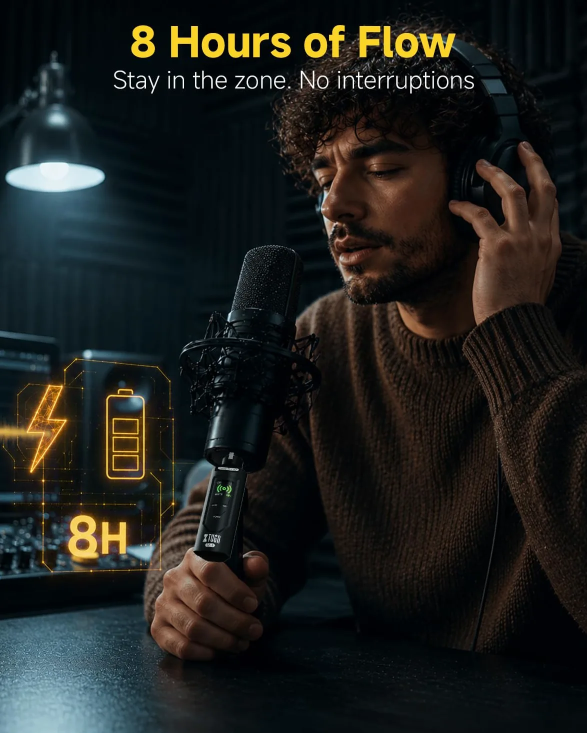 XTUGA Émetteur et récepteur XLR sans fil SF-1, émetteur-récepteur de microphone 2,4 G avec alimentation fantôme 48 V, adaptateur de micro rechargeable pour microphones dynamiques/condensateurs