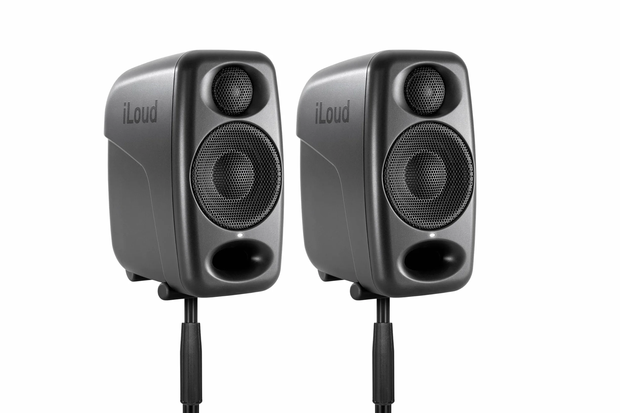 IK Multimedia iLoud Micro Monitor Pro - Paire - Moniteurs de studio de référence compacts à 2 voies, bi-amplifiés, hautement portables et à commande numérique. Micro d'étalonnage ARC inclus. Noir.