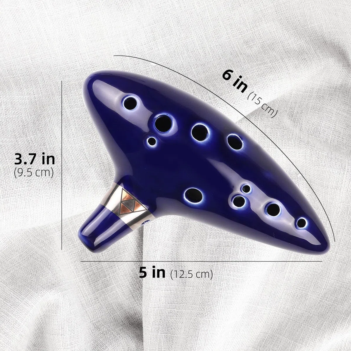 Mr.Power Ocarina Alto Do 12 trous en céramique bleue avec sac et livre de chansons, compatible avec les débutants, les fans de Zelda, les instruments de musique