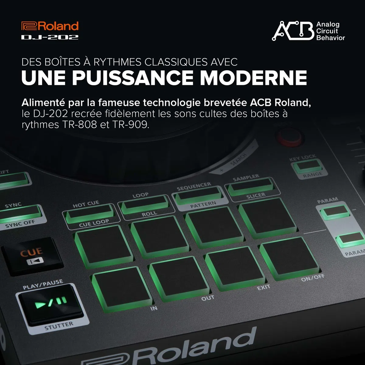 Roland DJ-202 | Contrôleur DJ compact | Contrôleur à 2 canaux et 4 decks pour Serato DJ Lite | De larges platines à faible latence | Les sons de batterie iconiques Roland | Compatible avec Spotify