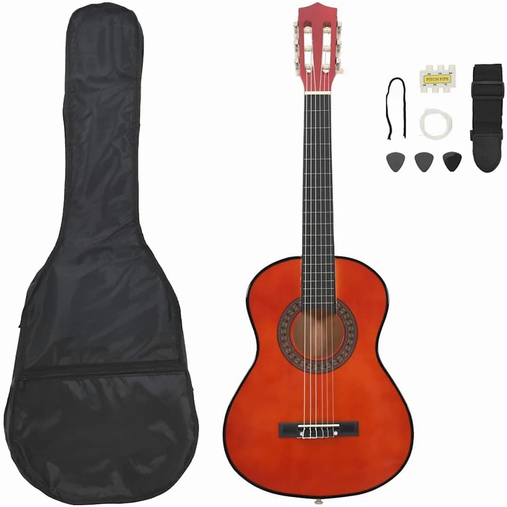vidaXL Ensemble de Guitare Classique pour Débutants 8 pcs, Instruments d'Apprentissage de Musique, Kit de Accessoires de Guitare, 1/2 34"