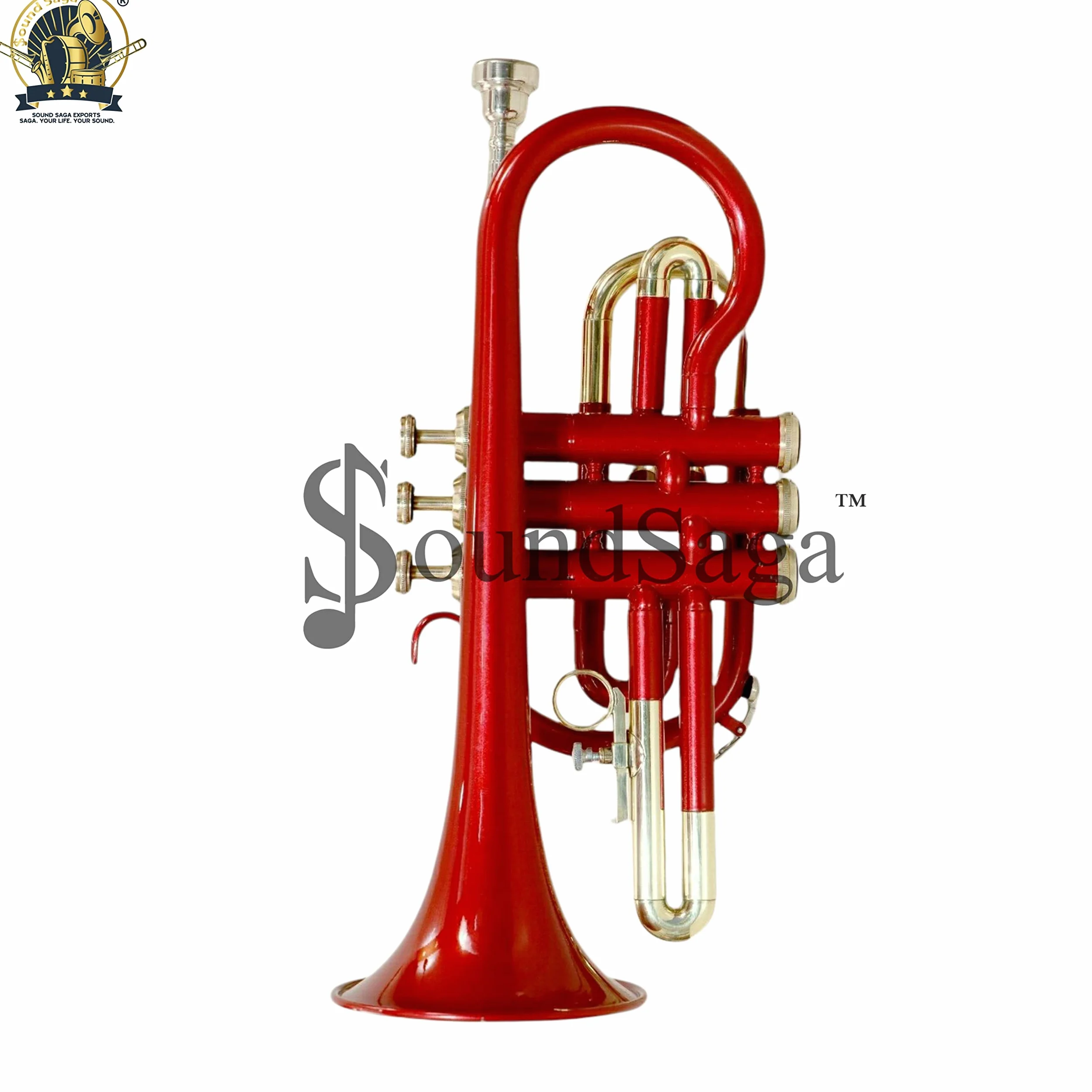 Cornet trompette Sib Pitch Premium Brass Quality avec embouchure et étui de transport (Or Rouge)