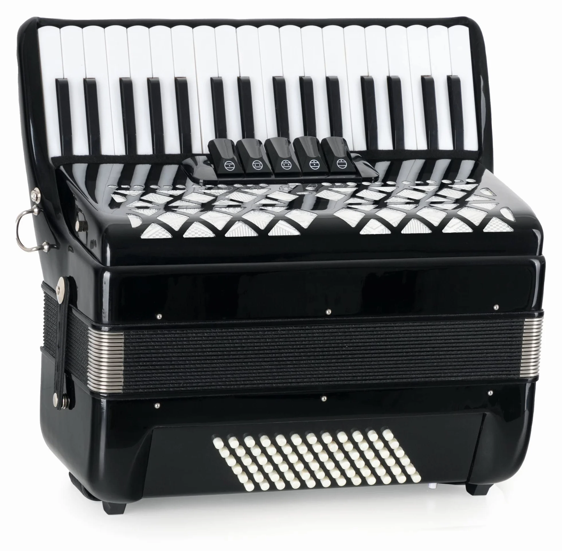 Accordéon Basse Classic Cantabile 72 "Secondo V" - Accordéon à touches - 3 voix - 34 touches aiguës - avec sangles & sac à dos - noir