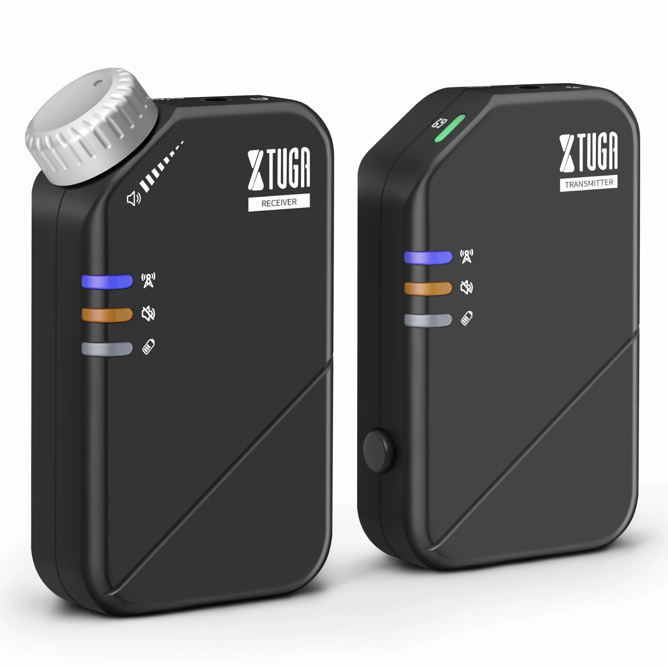 XTUGA Système de Surveillance Intra‑auriculaire sans Fil, système IEM stéréo sans Fil 2,4 GHz à Faible Latence, Surveillance de scène pour Groupes musicaux, églises et Musiciens (J02S)