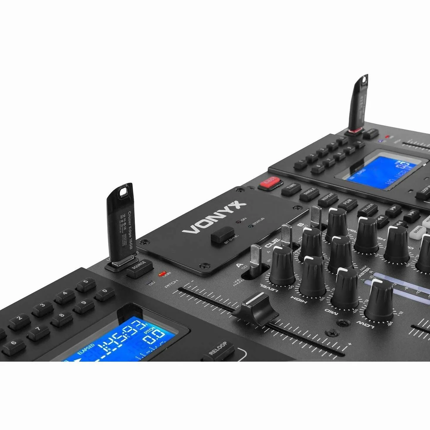 Vonyx CDJ450 - Double Lecteur CD/MP3/USB/Mixeur avec Bluetooth, 2 Canaux, Fonctionnalité Auto-Cue, Molettes Intégrées, Sorties Master et Record, Parfait pour DJ Amateurs ou Professionnels