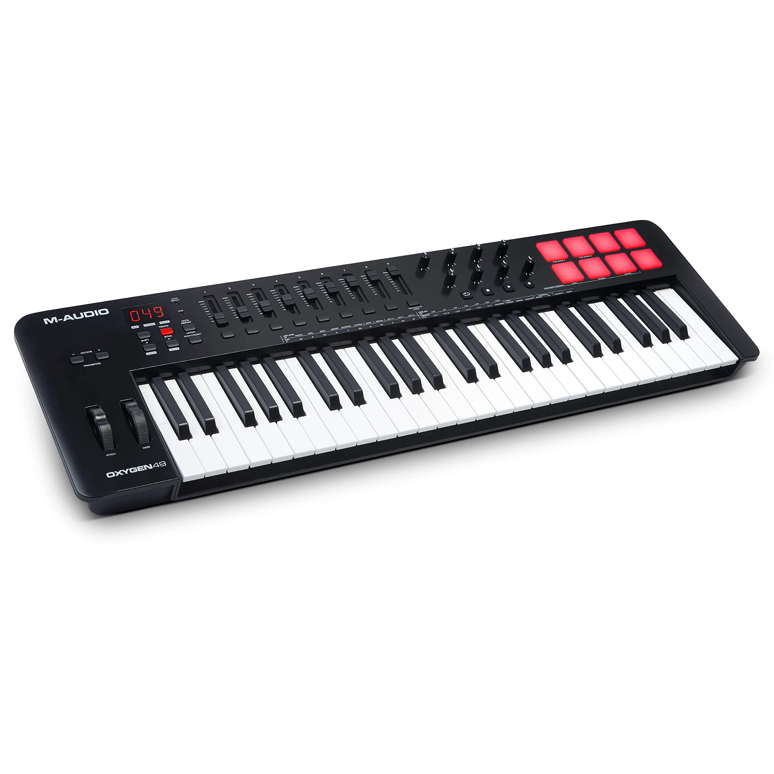 M-AUDIO Oxygen 49 (MKV) - Clavier maître 49 touches MIDI USB avec pads de rythme, modes Smart Chord et Scale, arpégiateur et pack de sons Native Instruments (intégration NKS)