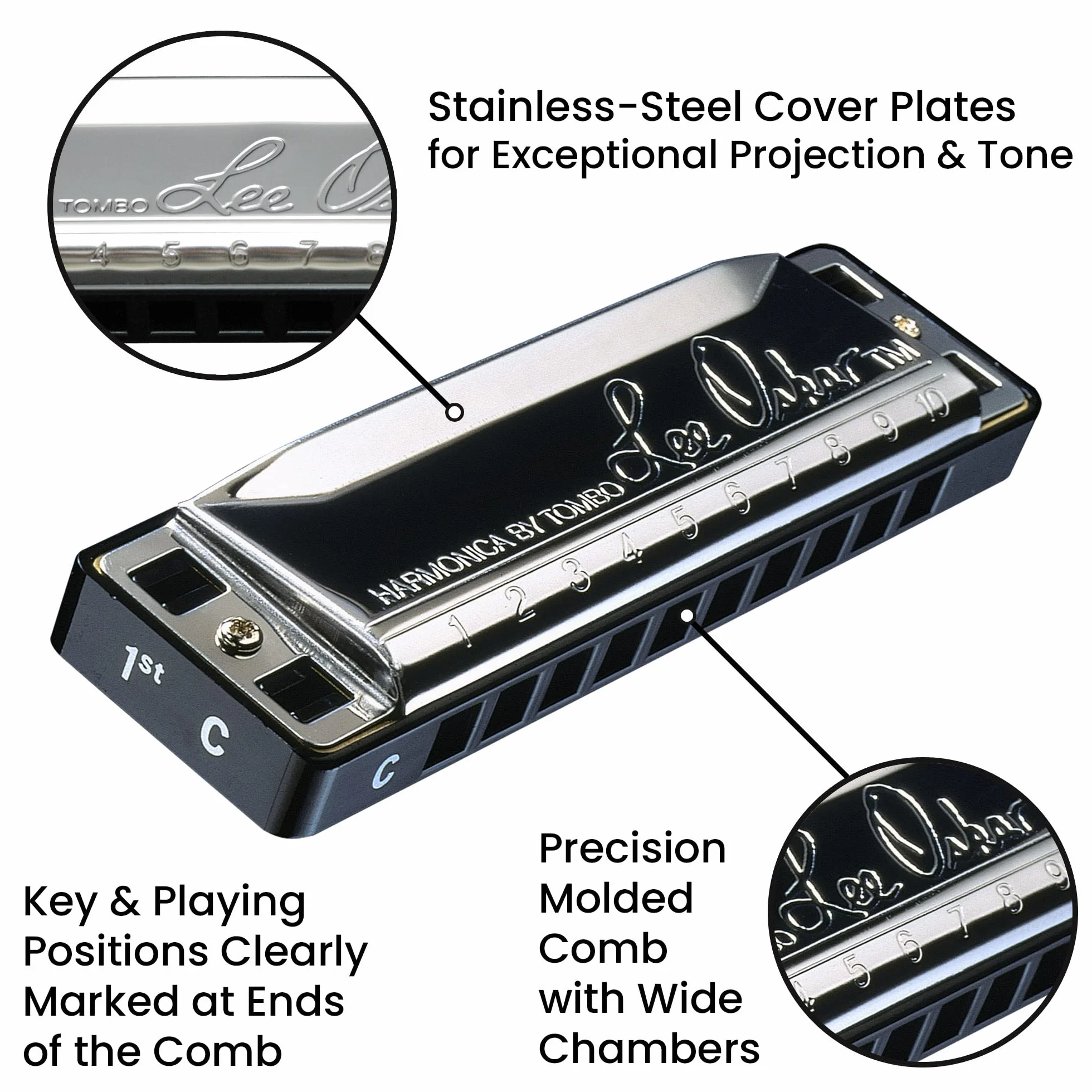 Lee Oskar Harmonica Major Diatonic Sol majeur pour Folk et Blues, Rock, Country, Jazz - Diatonique 10 trous - Plaques d'accord en laiton