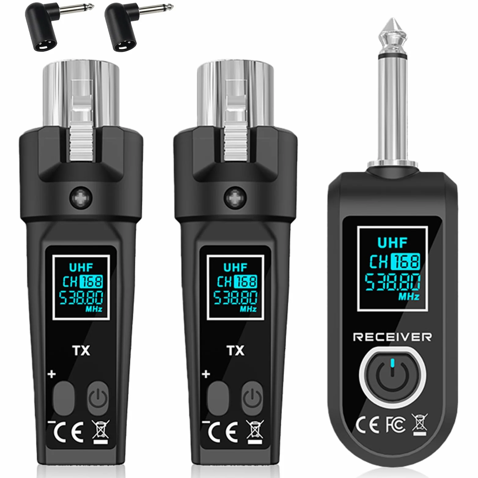 Émetteur récepteur de microphone XLR sans fil, 2,4 GHz, 1 à 2 UHF, émetteur/récepteur sans fil pour microphones dynamiques et à condensateur, table de mixage audio, 50 m, adaptateur de microphone sans