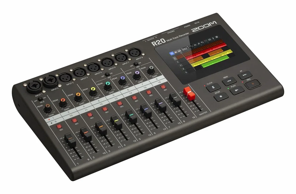 Zoom R20 Enregistreur 16 Pistes avec écran Tactile, 6 entrées XLR + 2 XLR-Jack, édition intégrée, Effets, synthétiseur, Boucles de Batterie et Interface Audio USB, pour Composition Musicale
