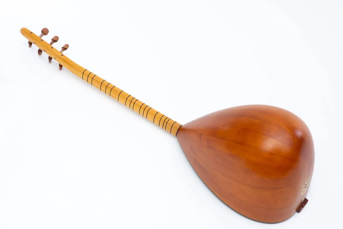 Baglama turc à col court Saz en bois de cerisier massif avec micro intégré